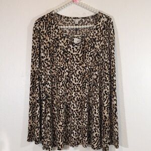 CATO Leopard Print Blouse Criss Cross Detail New